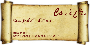 Csajkó Éva névjegykártya